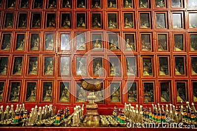 Golden altar in Buddhist temple Stock Photo