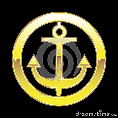 Golden Anchor Logo Vector Vector Illustration