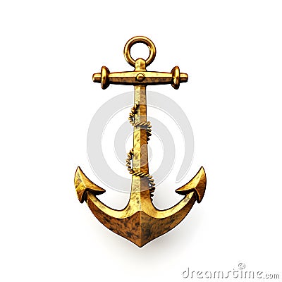 Golden anchor, ship anchor isolated Stock Photo