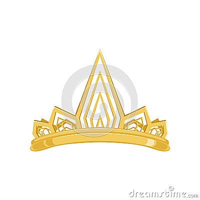 Golden ancient crown for king or monarch, queen or princess tiara vector Illustration Vector Illustration