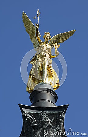 The golden angel in Munich Stock Photo
