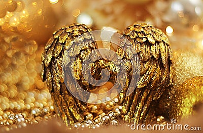 Golden angel wings Stock Photo