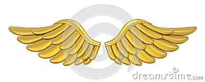 Golden Angel Wings Isolated Stock Photo