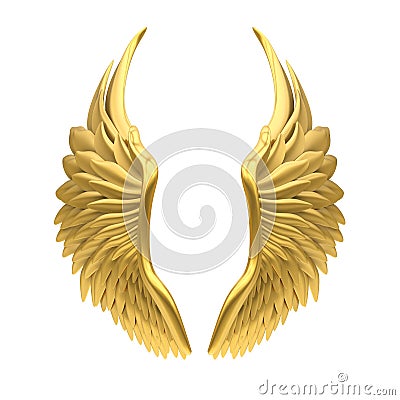 Golden Angel Wings Isolated Stock Photo