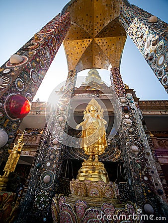 Golden Angels Statues of The Pagoda Stock Photo