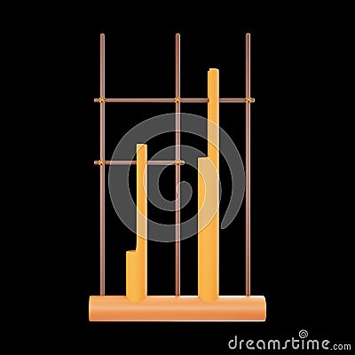 Golden Angklung Musical Instrument 3D Icon On Black Stock Photo