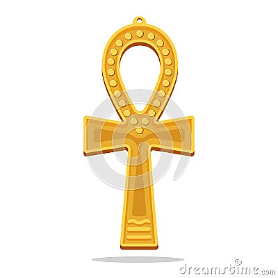 Golden Ankh Egyptian Cross. Life Giving Object Vector Illustration