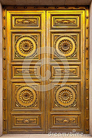 Golden Antique Door Stock Photo