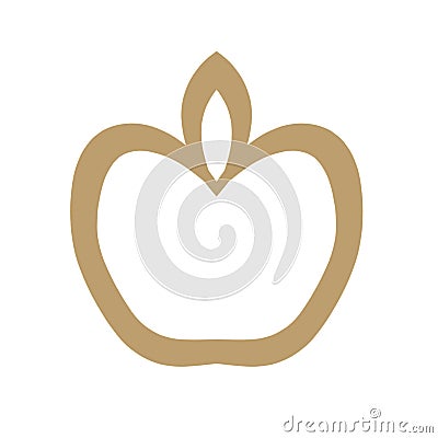 Golden Apple. Illustration. Lines. Logo. Design. White background. Stock Photo