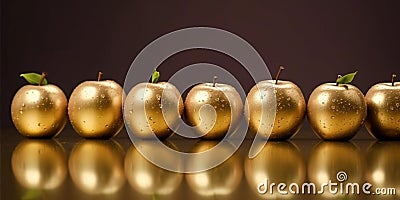 Golden apple organic luxury fruit copy space background Stock Photo