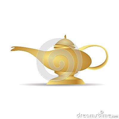 Golden arabian magic lamp illustration Vector Illustration