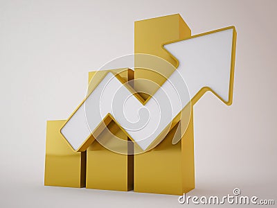 Golden arrow up Stock Photo