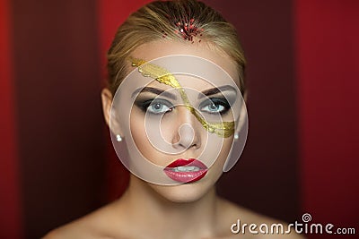 Golden art make up Stock Photo