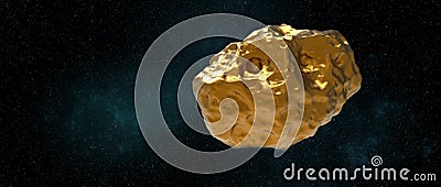 Golden Asteroid 16 Psyche in Space. Extremely detailed high resolution 3d illustration Stock Photo