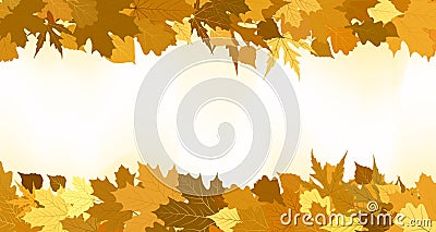 Golden autumn border made from leaves. EPS 8 Vector Illustration