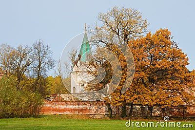 Golden Autumn at the Fedorovsky Town. Tsarskoye Selo, St. Petersburg Stock Photo