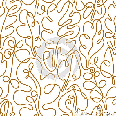 Golden autumn outline leaves pattern Stock Photo