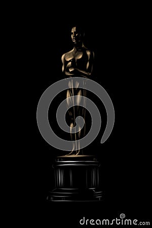 Golden award or trophy. Academy award icon on a black background Vector Illustration