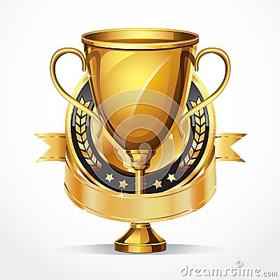 Golden award trophy and Medal. Vector Illustration