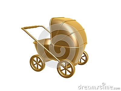 Golden baby carriage Stock Photo
