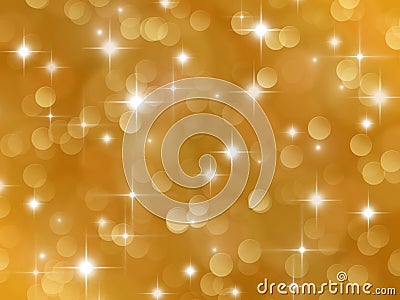 Golden background with boke effect and stars Stock Photo