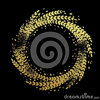 Golden background with floral wreath decorative ornament Stock Photo