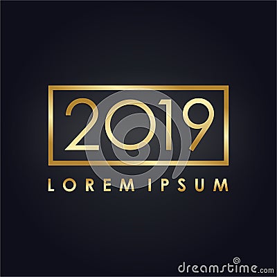 Golden background of new year 2019 Vector Illustration