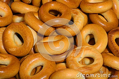 Golden Bagels. Stock Photo