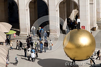 The golden ball with a man on top in Salzburg Editorial Stock Photo
