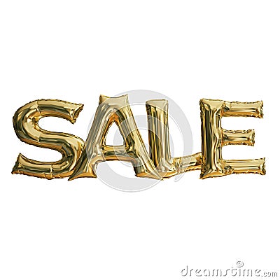 golden balloon sale text with white background. Stock Photo