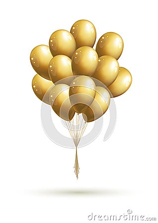 Golden balloons bunch Vector Illustration