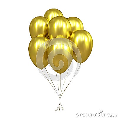 7 Golden Balloons Stock Photo