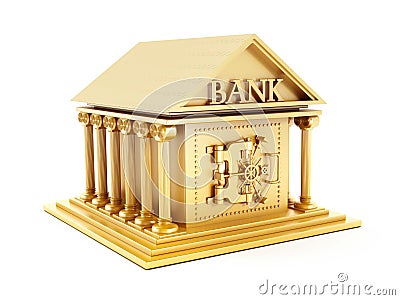 Golden bank building Stock Photo