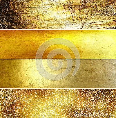 Golden banners set Stock Photo