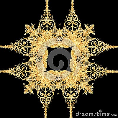 Golden baroque gold and black white color scarf pattern Stock Photo