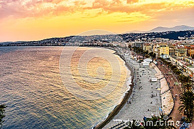 Golden Beach of Nice, France Stock Photo