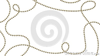 Golden bead chaplet decoration frame. Vector holidays event background template. realistic graphic illustration. gold chain decor Cartoon Illustration