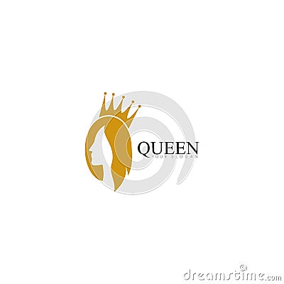 golden beauty queen with crown template logo vector illsutration Vector Illustration