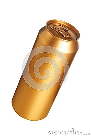 Golden beer can Stock Photo