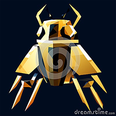 golden beetle isolated on black background. vector illustration eps10 Generative AI Vector Illustration
