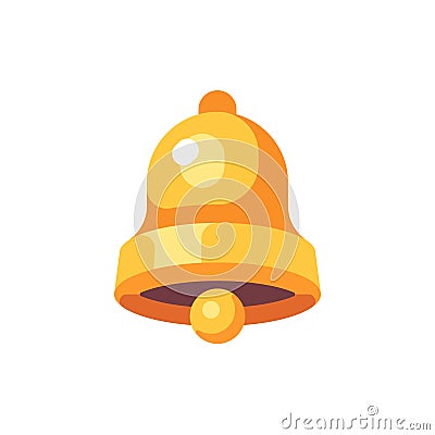 Golden bell flat icon. Slot machine symbol Vector Illustration