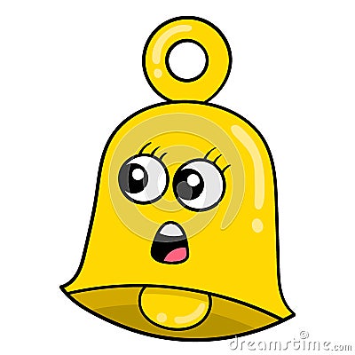 The golden bells are surprised to hear the sound, doodle icon image kawaii Vector Illustration