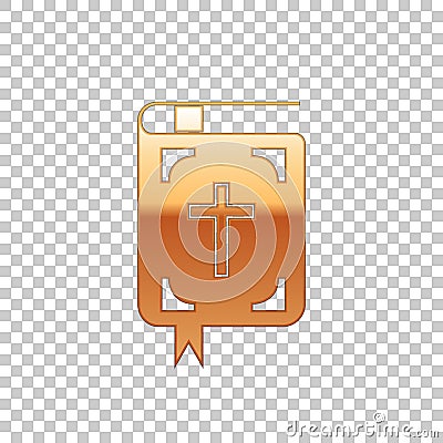 Golden Bible book isolated object on transparent background. Holy Bible book sign. Flat design. Vector Vector Illustration