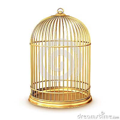 Golden birdcage Stock Photo