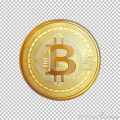 Golden bitcoin coin symbol. Vector Illustration