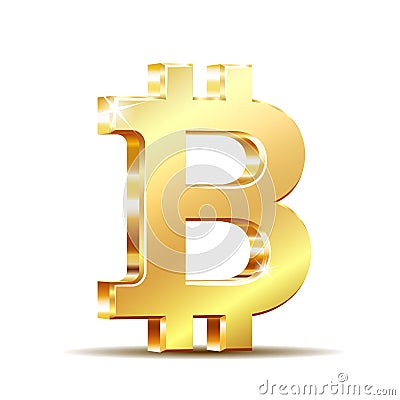 Golden bitcoin sign. Crypto currency golden bitcoin symbol Vector Illustration