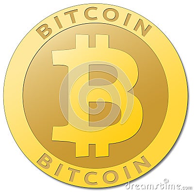 Golden bitcoin virtual currency. Stock Photo