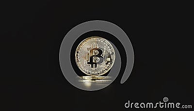 Golden Bitcoins with binary number for Digital block chain and cryptocurrency exchange concept Stock Photo