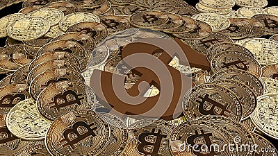 Golden Bitcoins. New virtual money. 3d rendering. Stock Photo