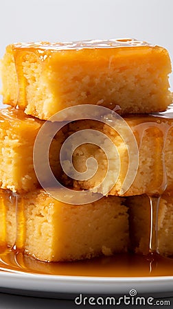 Golden blondies, sweet and buttery, on a clean, bright white background Stock Photo